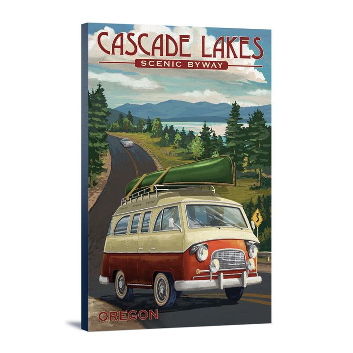 Cascade Lakes Scenic Byway, Oregon, Camper Van, Lantern Press Artwork, Stretched Canvas Canvas Lantern Press 12x18 Stretched Canvas 