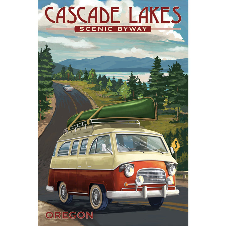 Cascade Lakes Scenic Byway, Oregon, Camper Van, Lantern Press Artwork, Stretched Canvas Canvas Lantern Press 