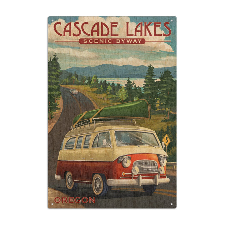 Cascade Lakes Scenic Byway, Oregon, Camper Van, Lantern Press Artwork, Wood Signs and Postcards Wood Lantern Press 10 x 15 Wood Sign 