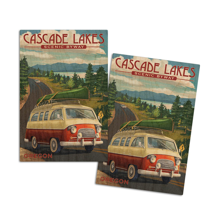 Cascade Lakes Scenic Byway, Oregon, Camper Van, Lantern Press Artwork, Wood Signs and Postcards Wood Lantern Press 4x6 Wood Postcard Set 