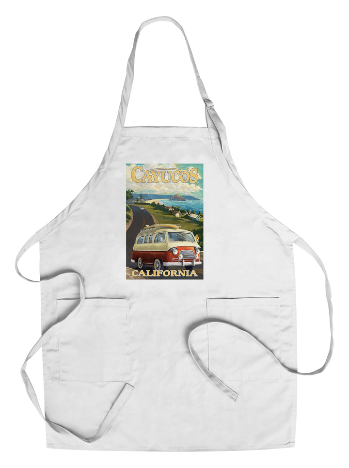 Cayucos, California, Camper Van, Coastal, Lantern Press Artwork Kitchen Lantern Press Chef's Apron 