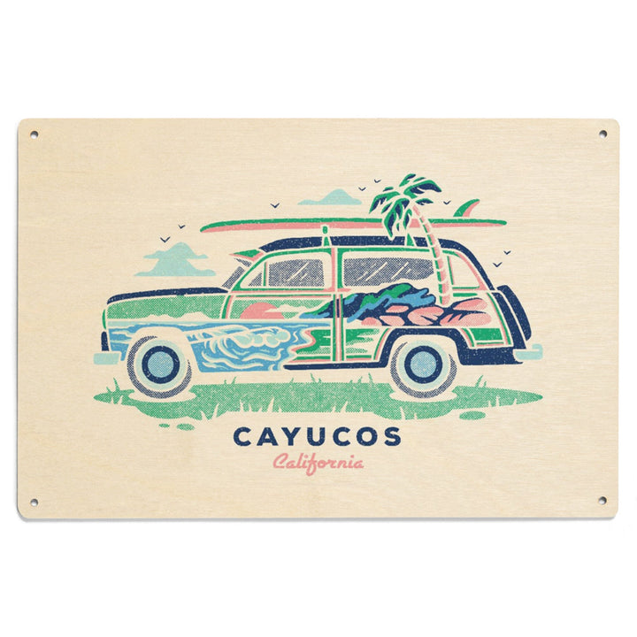 Cayucos, California, Woody, Distressed Vector, Lantern Press Artwork, Wood Signs and Postcards Wood Lantern Press 