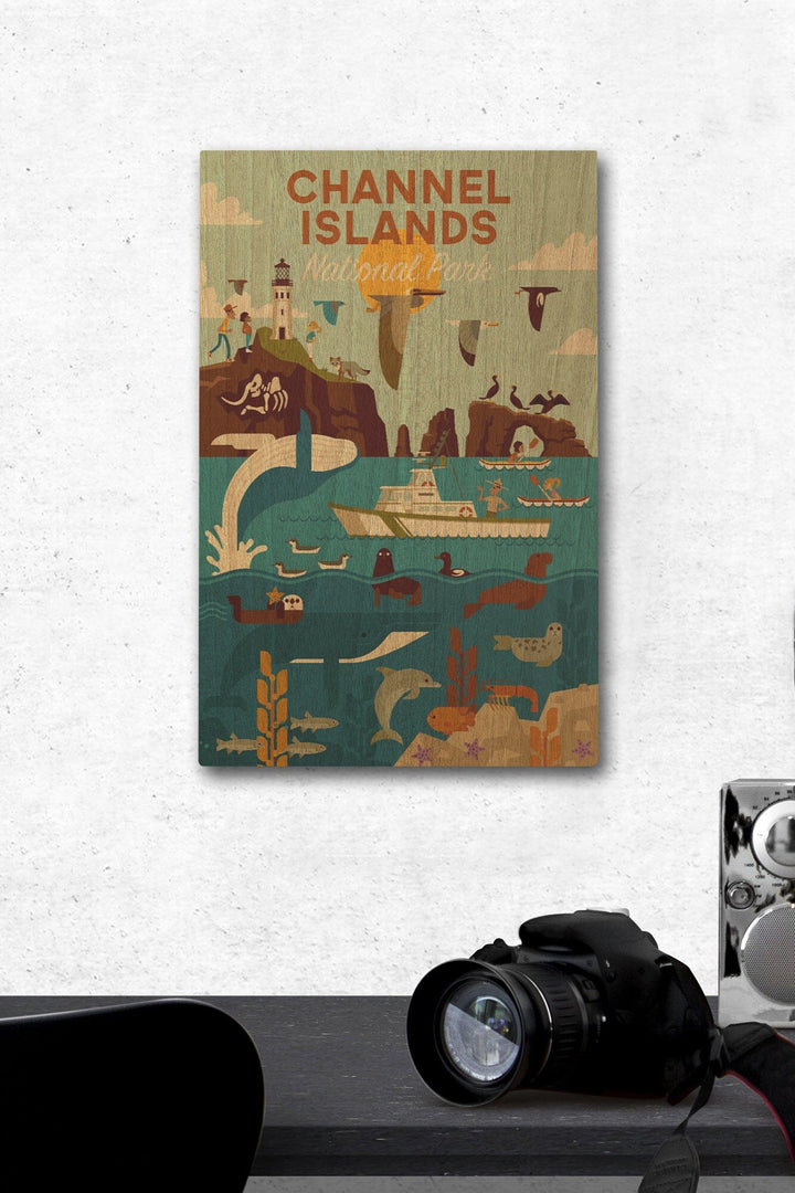 Channel Islands National Park, California, Geometric National Park Series, Lantern Press Artwork, Wood Signs and Postcards Wood Lantern Press 12 x 18 Wood Gallery Print 