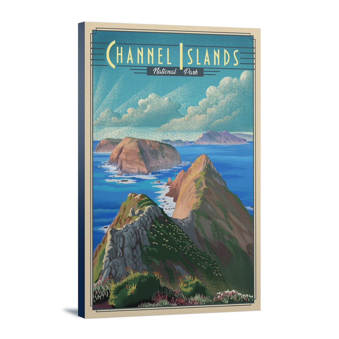 Channel Islands National Park, California, Lithograph National Park Series, Lantern Press Artwork, Stretched Canvas Canvas Lantern Press 12x18 Stretched Canvas 