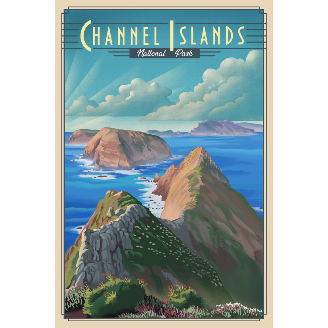 Channel Islands National Park, California, Lithograph National Park Series, Lantern Press Artwork, Stretched Canvas Canvas Lantern Press 