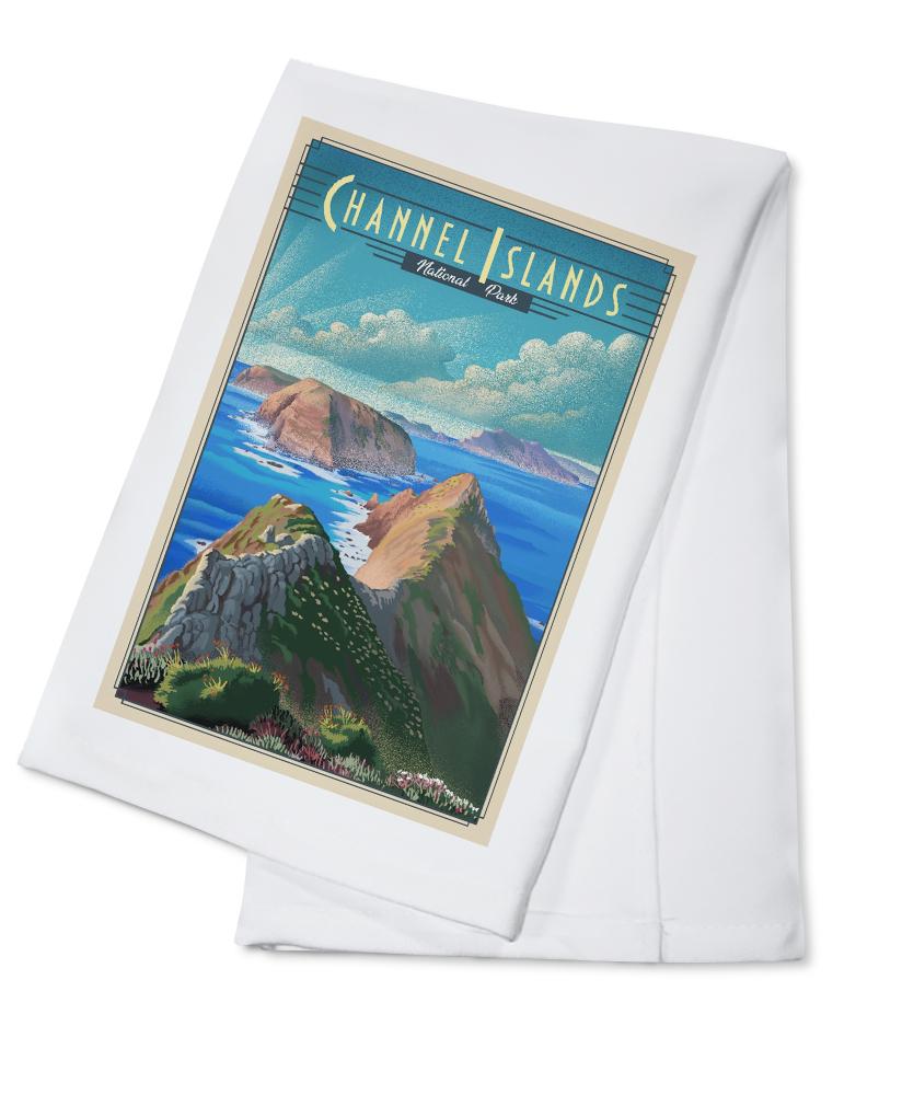 Channel Islands National Park, California, Lithograph National Park Series, Lantern Press Artwork, Towels and Aprons Kitchen Lantern Press Cotton Towel 