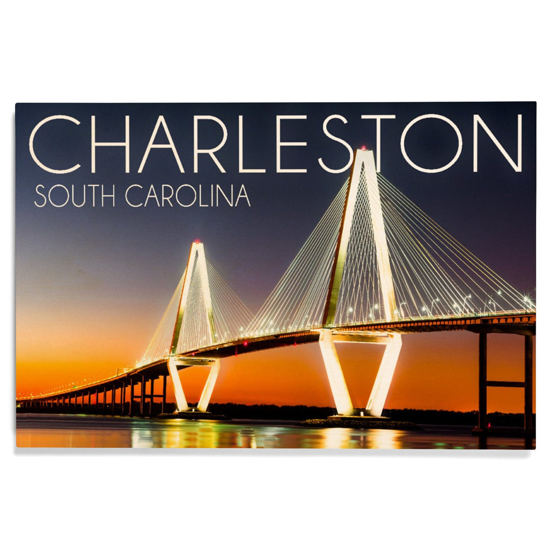 Charleston, South Carolina, Arthur Ravenel Jr. Bridge at Sunset, Lantern Press Photography, Wood Signs and Postcards Wood Lantern Press 