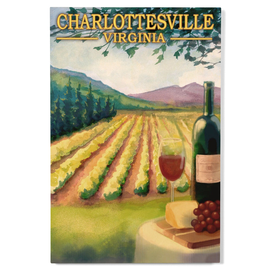 Charlottesville, Virginia, Wine Country, Vineyard Scene, Lantern Press Artwork, Wood Signs and Postcards Wood Lantern Press 