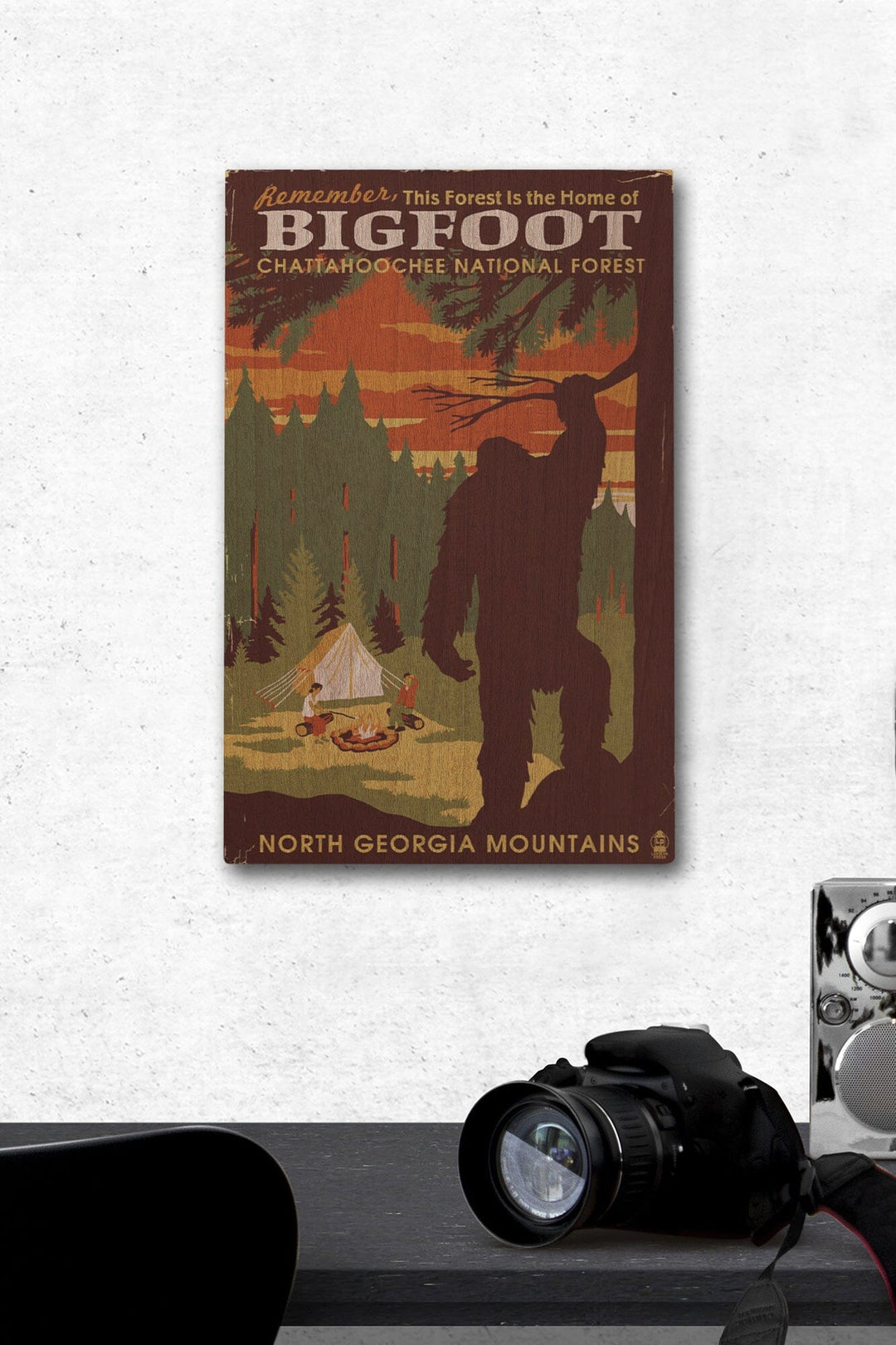 Chattahoochee National Forest, Georgia, Home of Bigfoot, Lantern Press Artwork, Wood Signs and Postcards Wood Lantern Press 12 x 18 Wood Gallery Print 