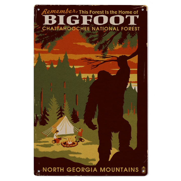 Chattahoochee National Forest, Georgia, Home of Bigfoot, Lantern Press Artwork, Wood Signs and Postcards Wood Lantern Press 