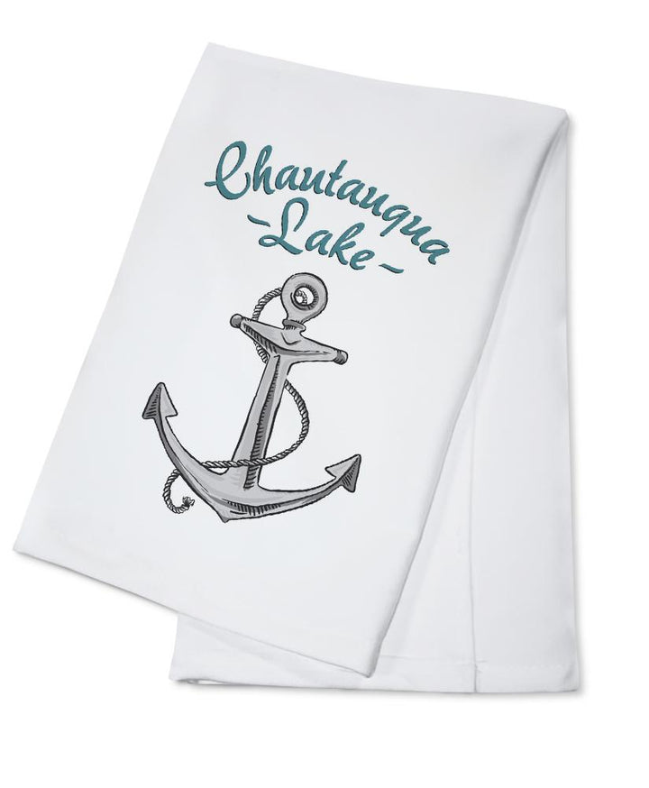 Chautauqua Lake, New York, Anchor Icon, Lantern Press Artwork, Towels and Aprons Kitchen Lantern Press Cotton Towel 