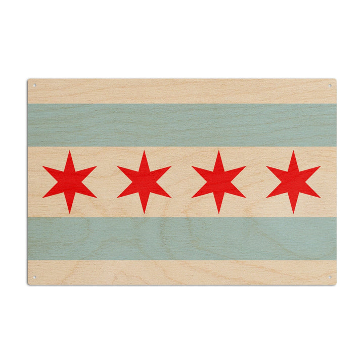 Chicago, Illinois, Flag (Version #2), Lantern Press Artwork, Wood Signs and Postcards Wood Lantern Press 10 x 15 Wood Sign 