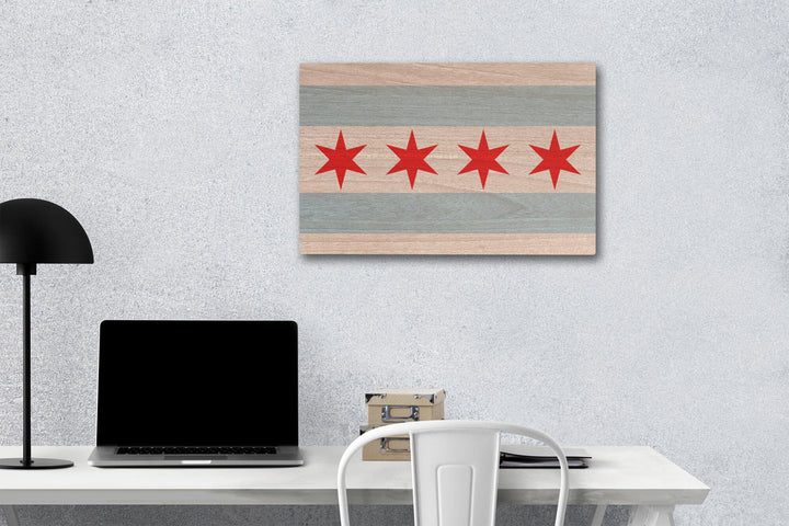 Chicago, Illinois, Flag (Version #2), Lantern Press Artwork, Wood Signs and Postcards Wood Lantern Press 12 x 18 Wood Gallery Print 