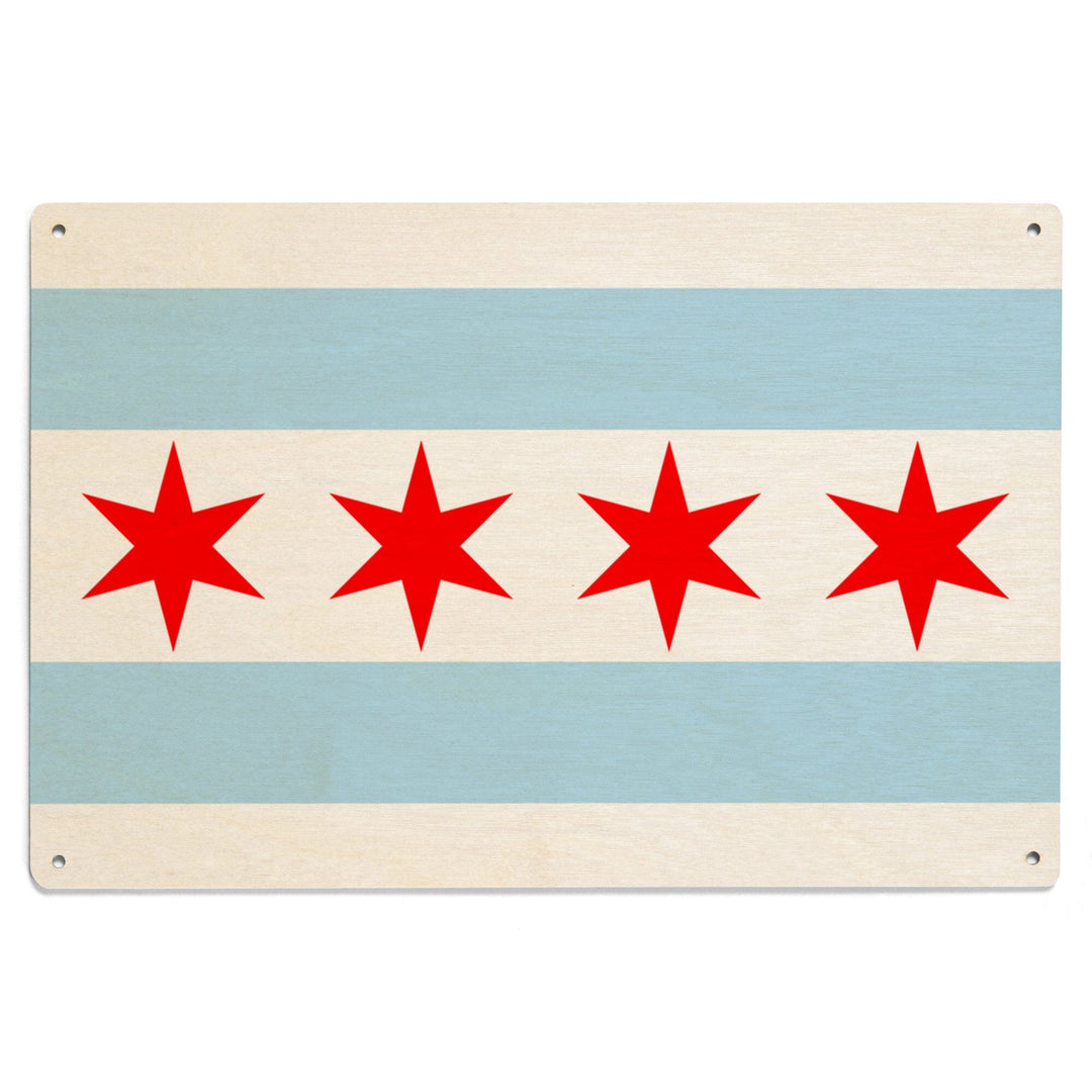 Chicago, Illinois, Flag (Version #2), Lantern Press Artwork, Wood Signs and Postcards Wood Lantern Press 