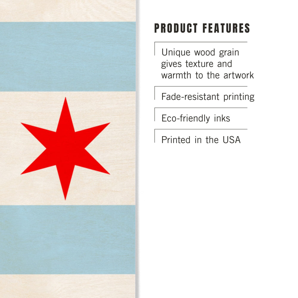 Chicago, Illinois, Flag (Version #2), Lantern Press Artwork, Wood Signs and Postcards Wood Lantern Press 