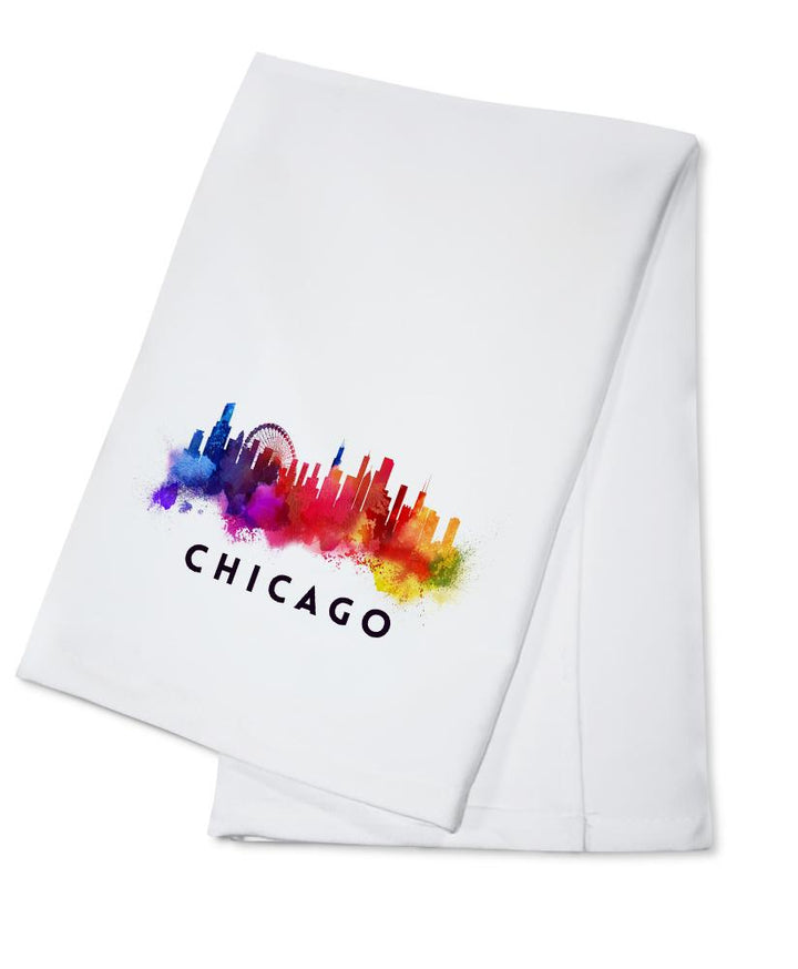 Chicago, Illinois, Skyline Abstract, White, Lantern Press Artwork, Towels and Aprons Kitchen Lantern Press Cotton Towel 