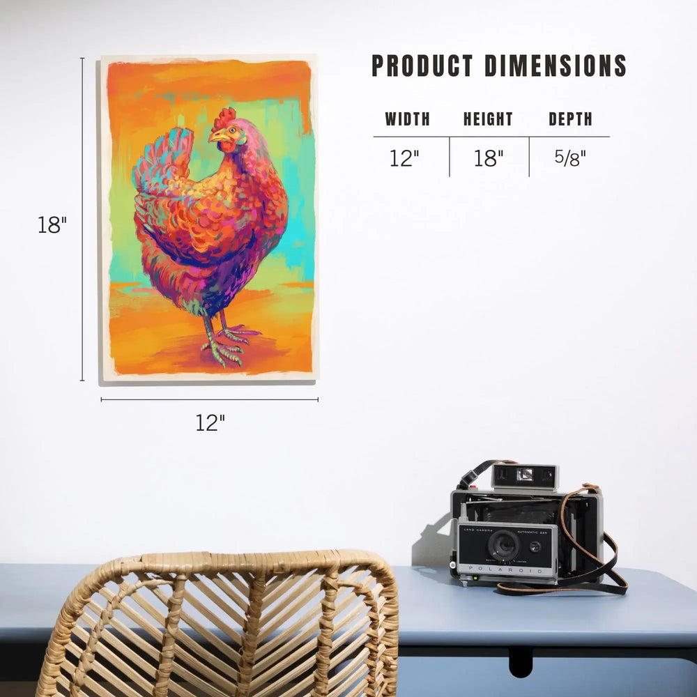 Chicken, Hen, Vivid, Lantern Press Artwork, Wood Signs and Postcards - Lantern Press