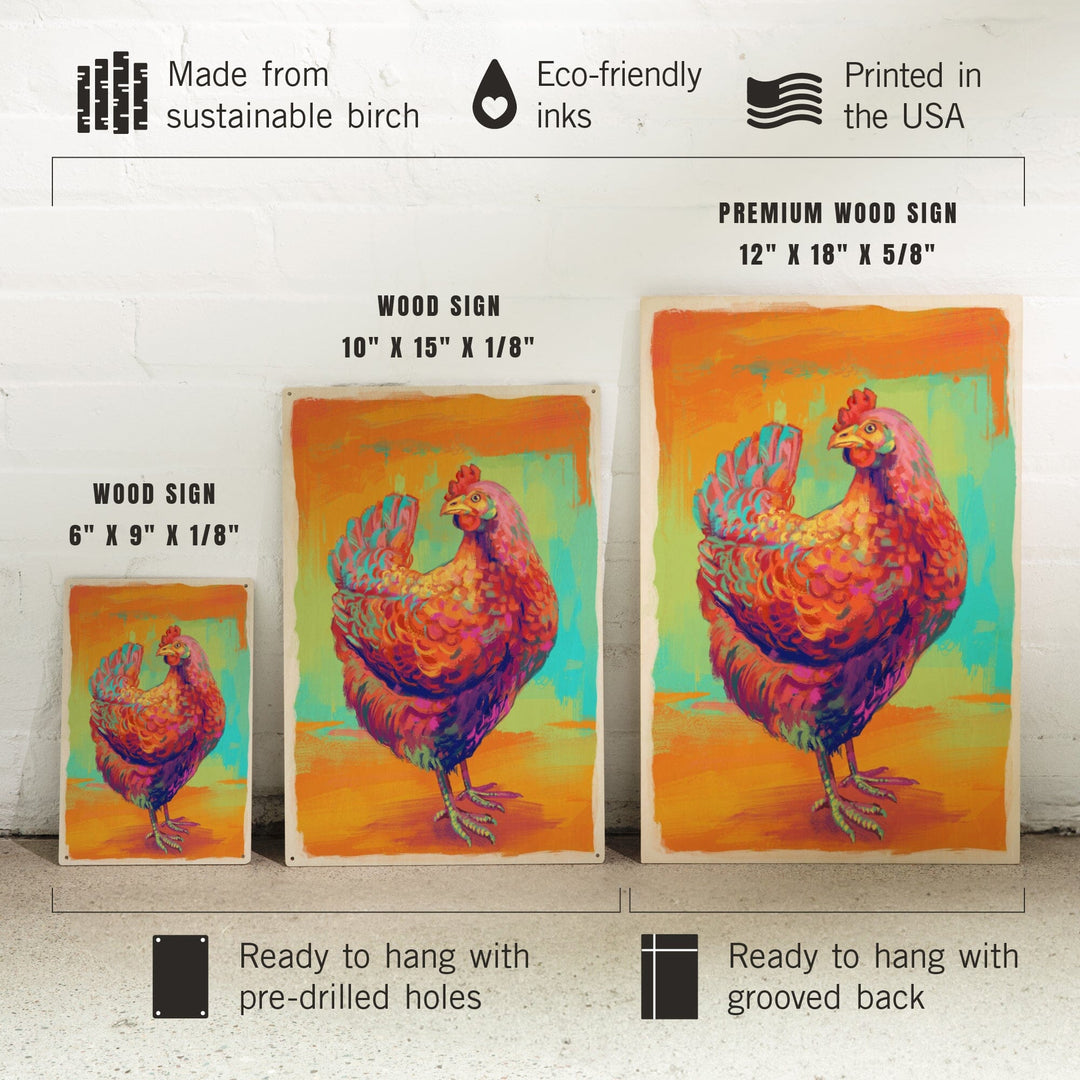 Chicken, Hen, Vivid, Lantern Press Artwork, Wood Signs and Postcards Wood Lantern Press 