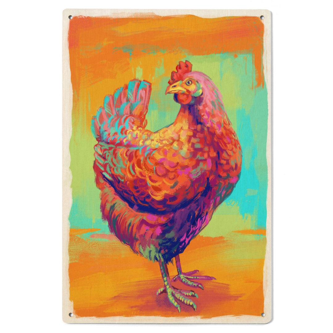 Chicken, Hen, Vivid, Lantern Press Artwork, Wood Signs and Postcards - Lantern Press