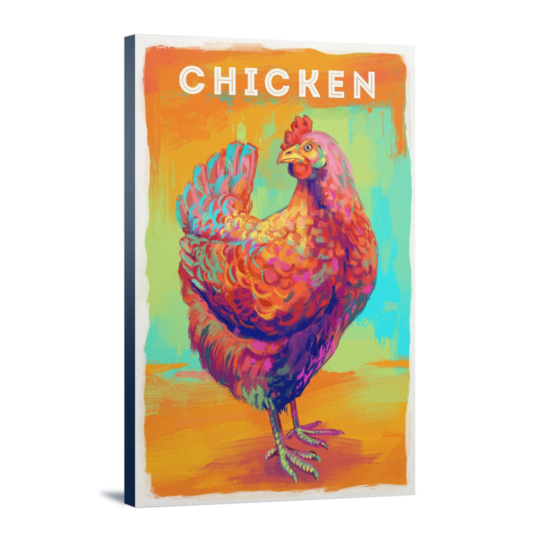 Chicken, Hen, Vivid Series, Lantern Press Artwork, Stretched Canvas Canvas Lantern Press 16x24 Stretched Canvas 