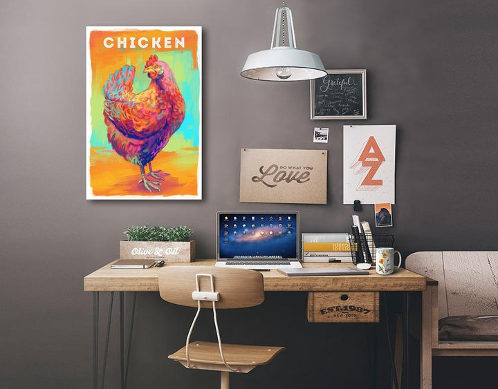 Chicken, Hen, Vivid Series, Lantern Press Artwork, Stretched Canvas Canvas Lantern Press 
