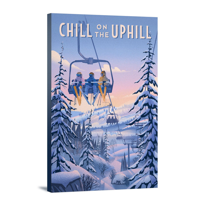 Chill on the Uphill, Ski Lift Canvas Lantern Press 