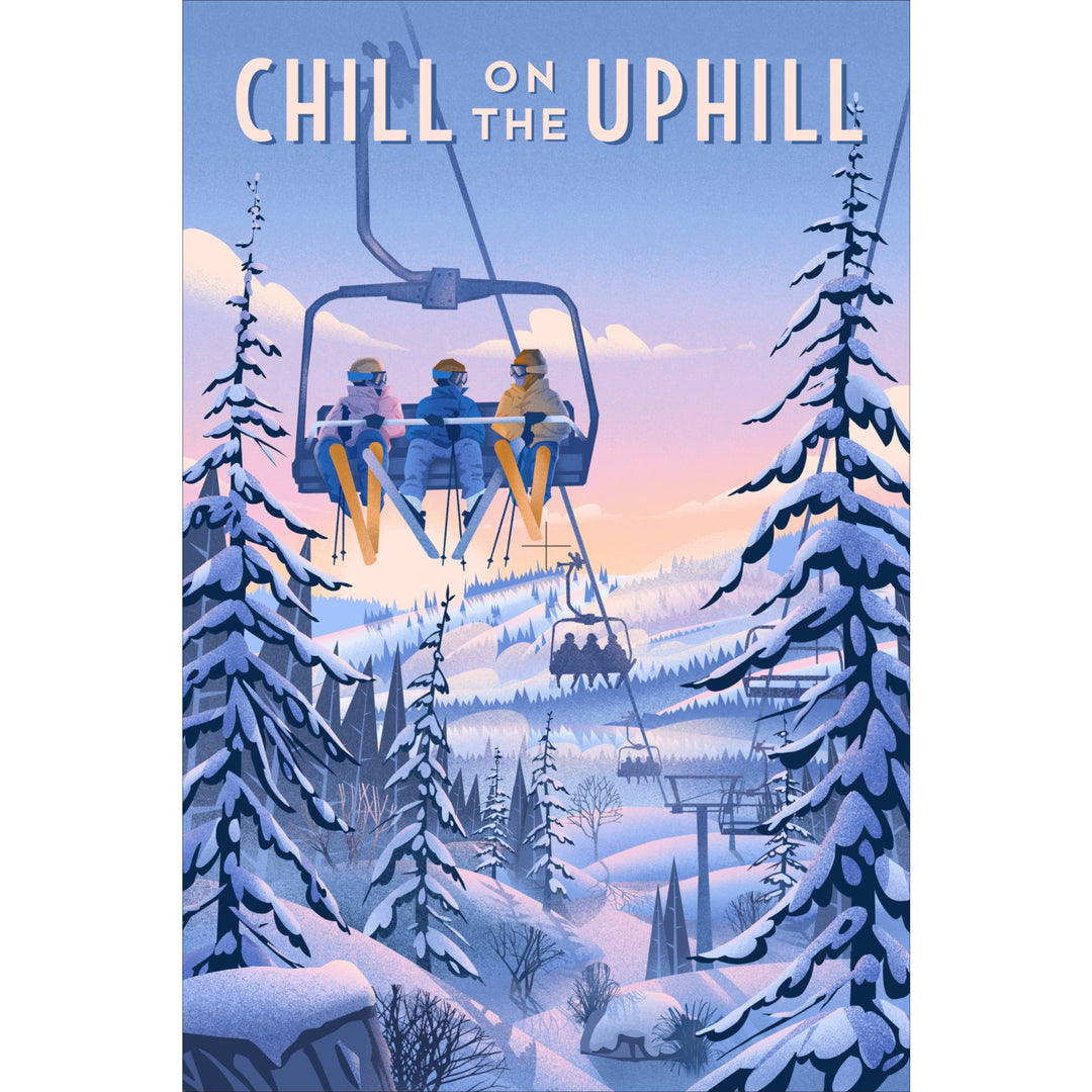 Chill on the Uphill, Ski Lift Canvas Lantern Press 