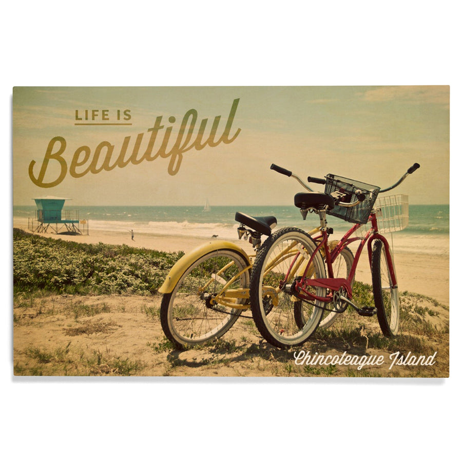 Chincoteague Island, Virginia, Life is Beautiful, Beach Cruisers, Lantern Press Photography, Wood Signs and Postcards Wood Lantern Press 