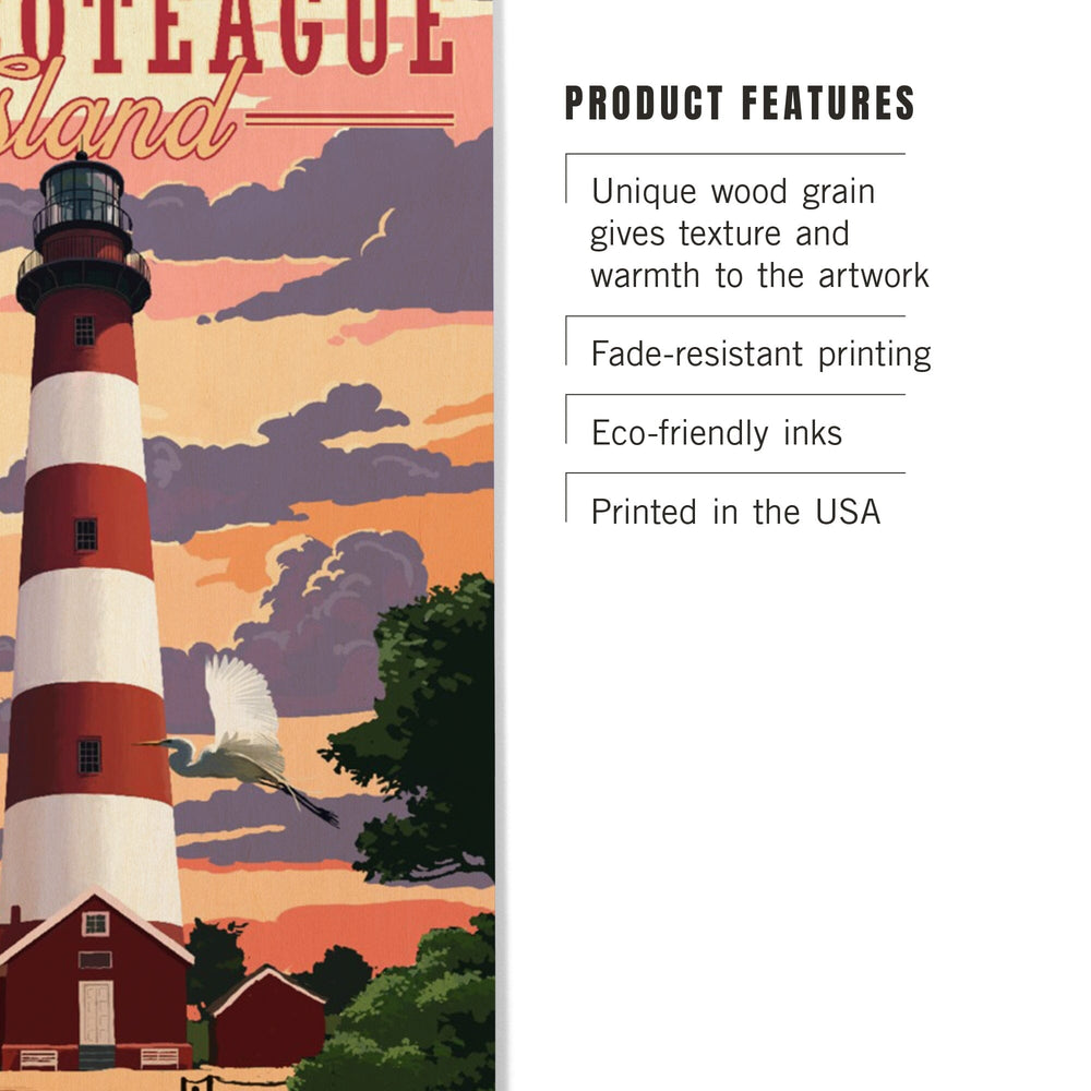 Chincoteague, Virginia, Lighthouse, Lantern Press Artwork, Wood Signs and Postcards Wood Lantern Press 