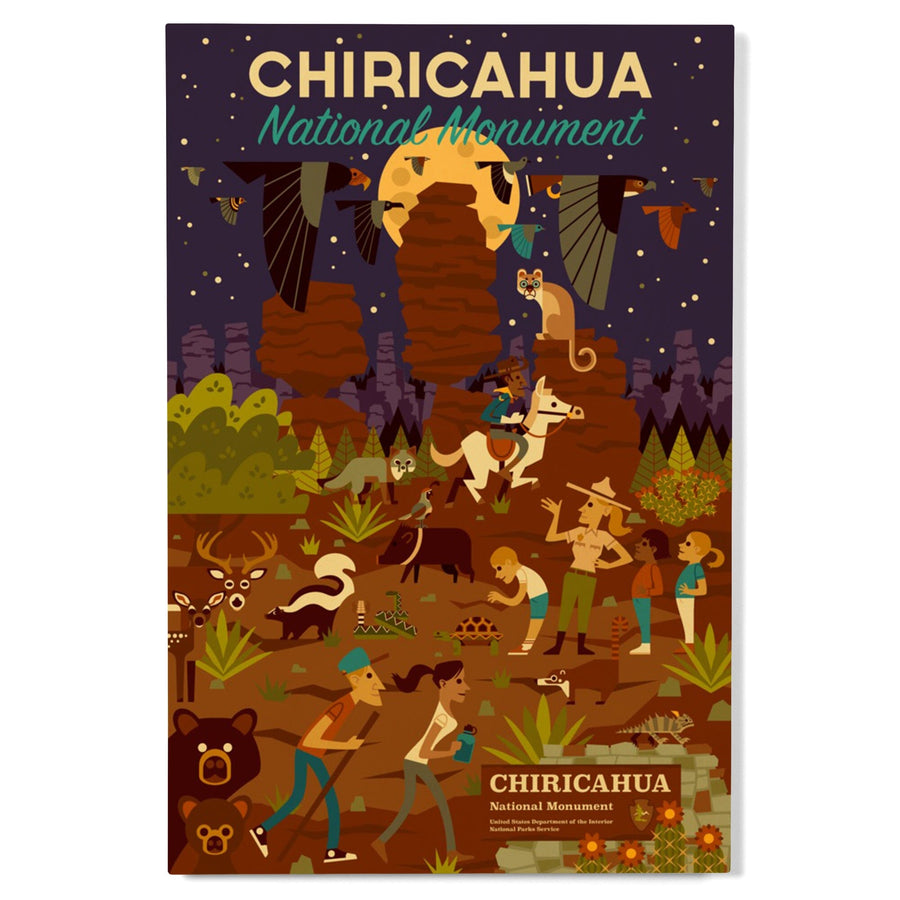Chiricahua National Monument, Arizona, Night Time Geometric, Lantern Press Artwork, Wood Signs and Postcards Wood Lantern Press 