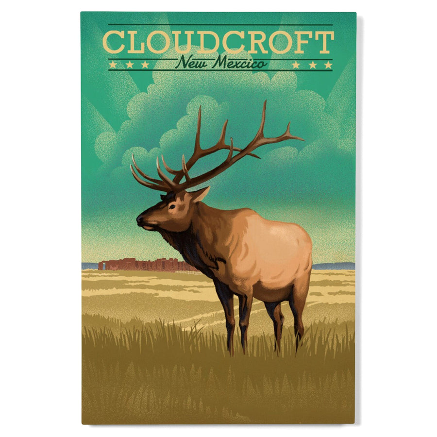 Cloudcroft, New Mexico, Elk, Lithograph, Lantern Press Artwork, Wood Signs and Postcards Wood Lantern Press 