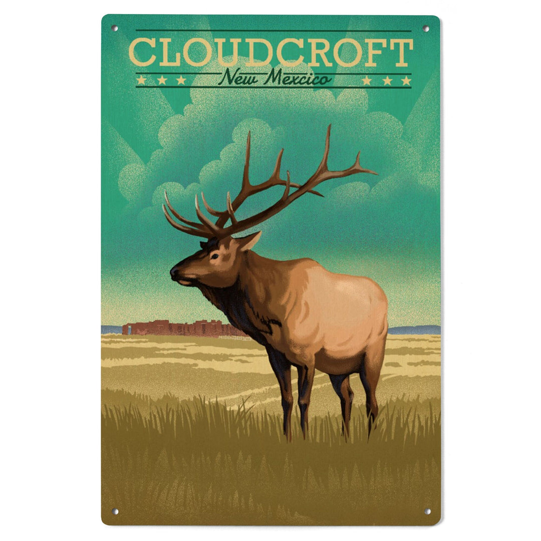 Cloudcroft, New Mexico, Elk, Lithograph, Lantern Press Artwork, Wood Signs and Postcards Wood Lantern Press 