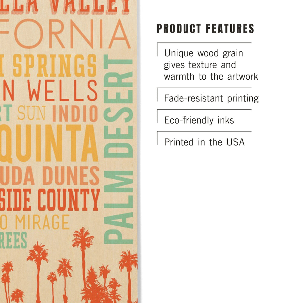 Coachella, California, Typography, Lantern Press Artwork, Wood Signs and Postcards Wood Lantern Press 