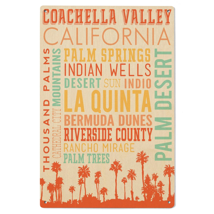 Coachella, California, Typography, Lantern Press Artwork, Wood Signs and Postcards Wood Lantern Press 
