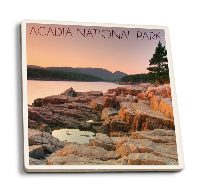 Coaster (Acadia National Park, Maine - Rocks and Water - Lantern Press Photography) Coaster Nightingale Boutique Coaster Pack 