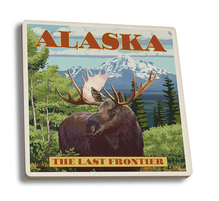 Coaster (Alaska, The Last Frontier - Moose - Lantern Press Artwork) Coaster Nightingale Boutique Coaster Set 