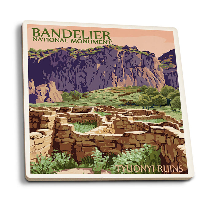Coaster (Bandelier National Monument, New Mexico - Tyuonyi Ruins- Lantern Press Artwork) Coaster Nightingale Boutique Coaster Pack 
