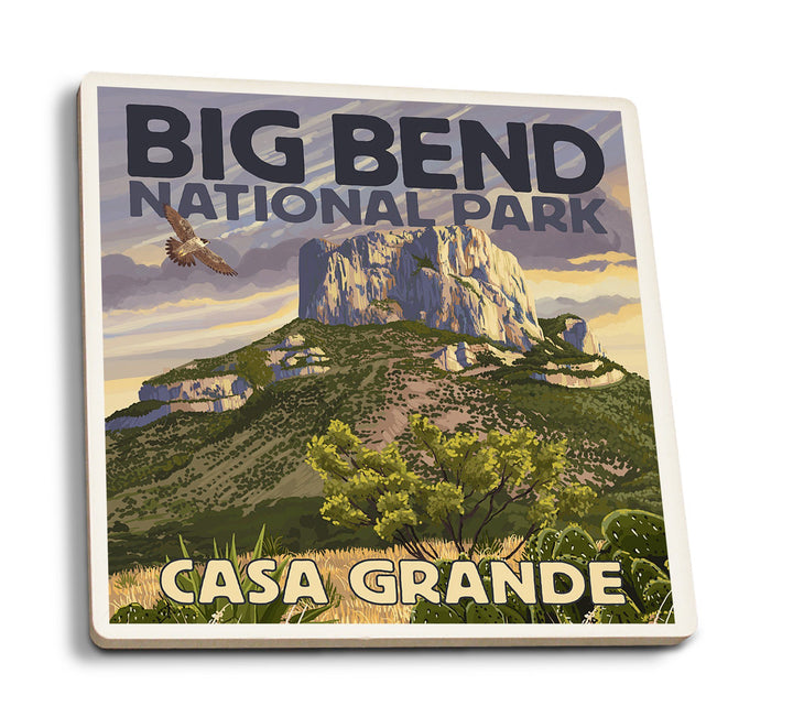 Coaster (Big Bend National Park, Texas - Casa Grande - Lantern Press Artwork) Coaster Nightingale Boutique Coaster Pack 