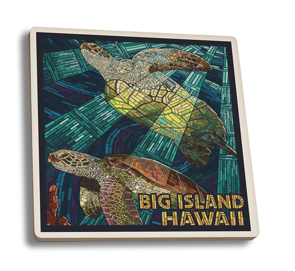 Coaster (Big Island, Hawaii - Sea Turtle - Mosaic - Lantern Press Artwork) Coaster Nightingale Boutique Coaster Set 