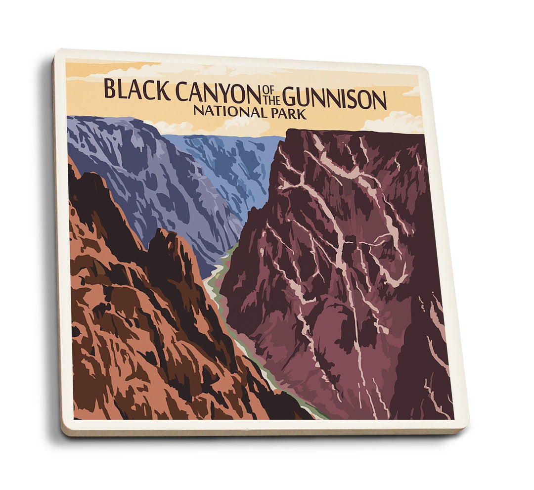 Coaster (Black Canyon of the Gunnison National Park, Colorado - River & Cliffs - Lantern Press Artwork) Coaster Nightingale Boutique Coaster Pack 