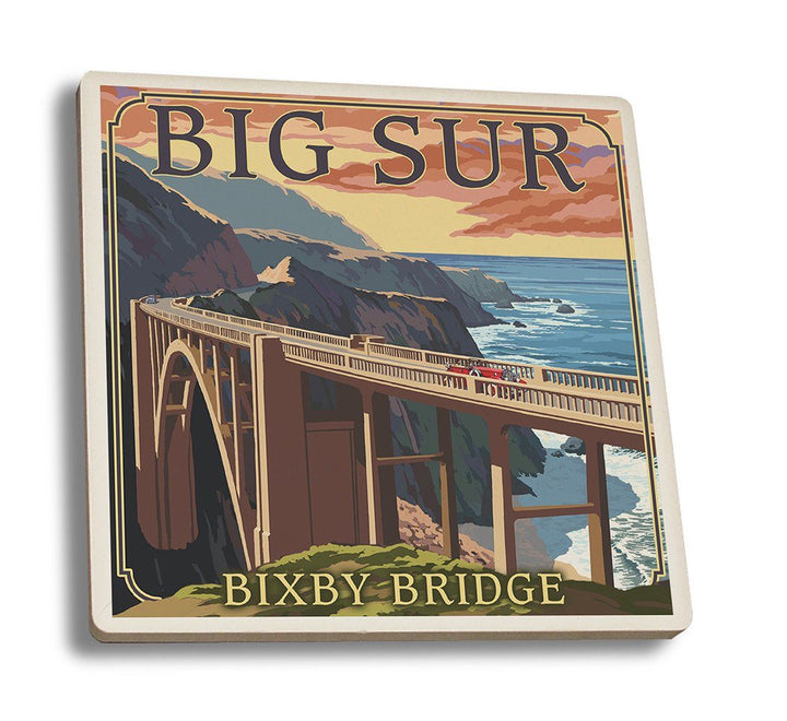 Coaster (California Coast - Bixby Bridge - Lantern Press Artwork) Coaster Nightingale Boutique Coaster Set 