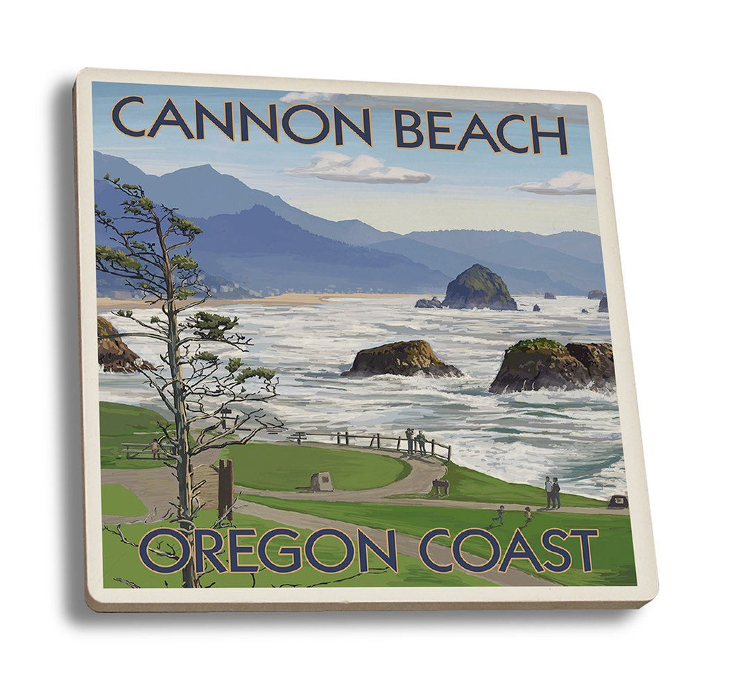 Coaster (Cannon Beach, Oregon - Oregon Coast View - Lantern Press Artwork) Coaster Nightingale Boutique Coaster Set 