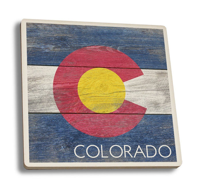 Coaster (Colorado Flag - Barnwood Painting - Lantern Press Artwork) Coaster Nightingale Boutique Coaster Set 