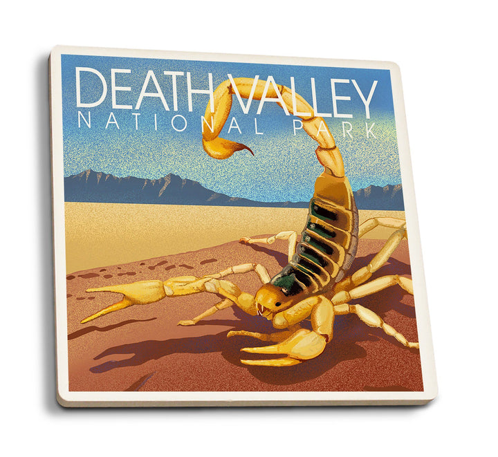 Coaster (Death Valley National Park, California - Lithograph - Scorpion - Lantern Press Artwork) Coaster Nightingale Boutique Coaster Pack 