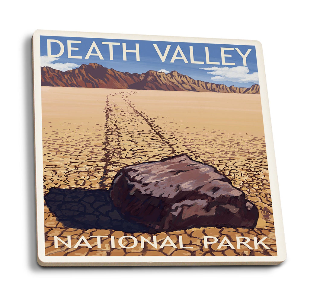Coaster (Death Valley National Park, California - Moving Rocks - Lantern Press Artwork) Coaster Nightingale Boutique Coaster Pack 