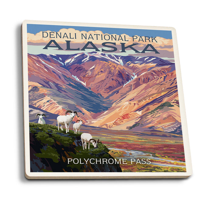 Coaster (Denali National Park, Alaska - Polychrome Pass - Lantern Press Artwork) Coaster Nightingale Boutique Coaster Pack 