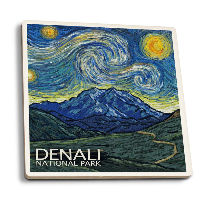 Coaster (Denali National Park, Alaska - Starry Night - Lantern Press Artwork) Coaster Nightingale Boutique Coaster Pack 