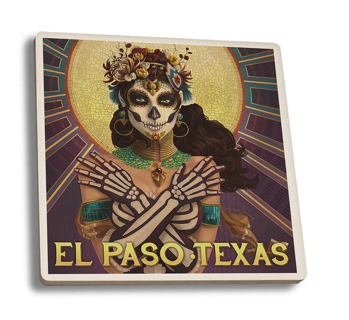Coaster (El Paso, Texas - Day of the Dead Crossbones - Lantern Press Artwork) Coaster Nightingale Boutique Coaster Set 