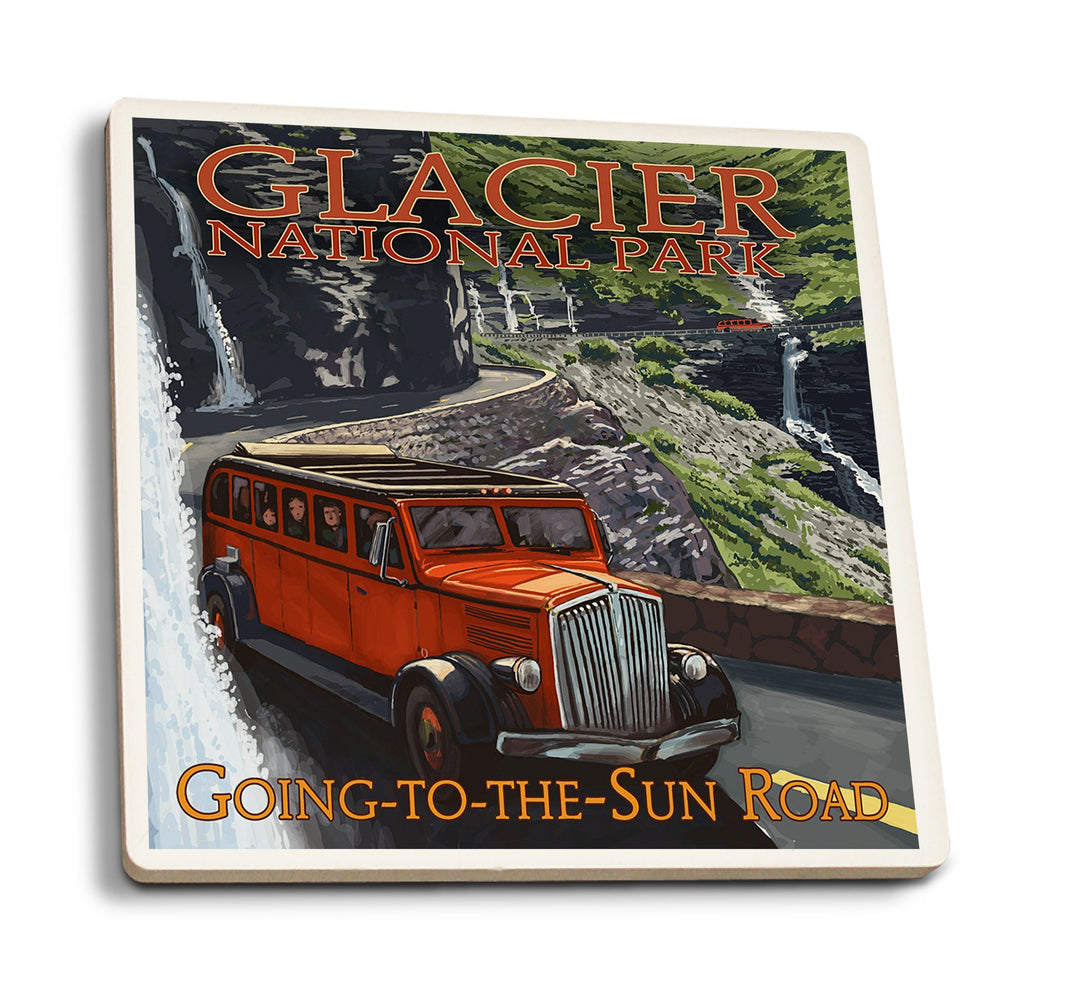 Coaster (Glacier National Park, Montana - Going-To-The-Sun Road - Lantern Press Artwork) Coaster Nightingale Boutique Coaster Pack 