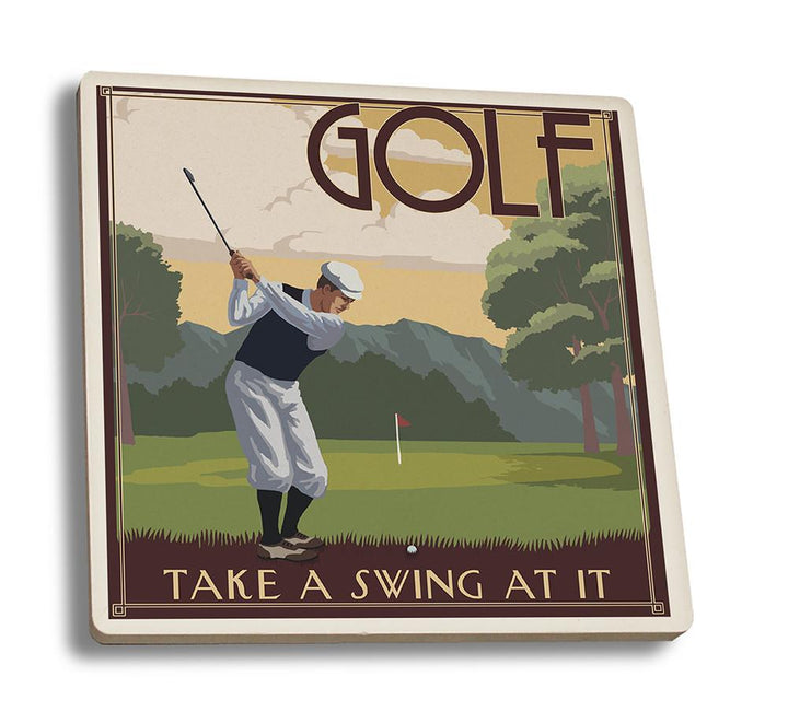 Coaster (Golf - Take a Swing at It - Lantern Press Artwork) Coaster Nightingale Boutique Coaster Set 
